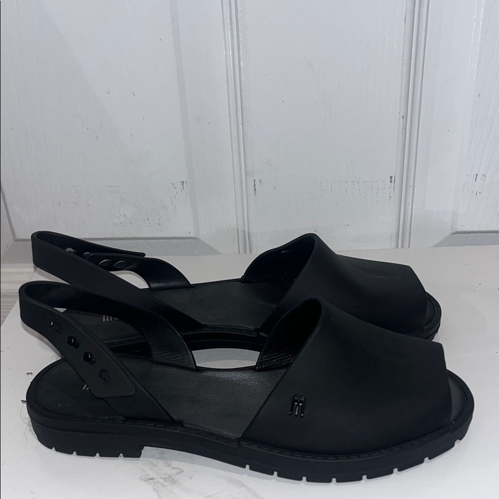 Melissa Black Rubber Sandals With Ankle Strap Melissa Black Rubber Sandals With Ankle Strap